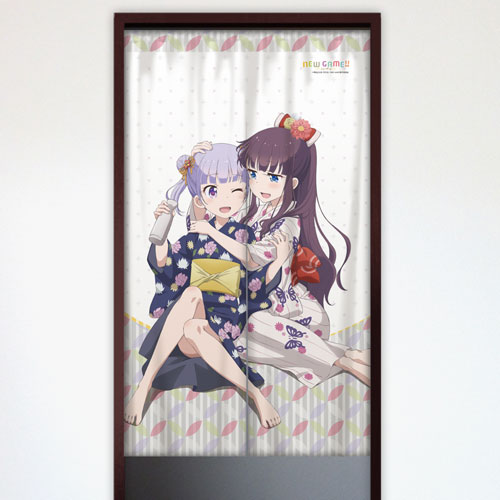 NEW GAME! 描き下ろしシーツ　 涼風青葉&滝本ひふみ カーテン魂 NEW GAME!!]のれん（涼風 青葉＆滝本 ひふみ）