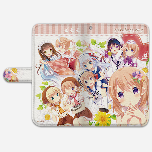 ご注文はうさぎですか？？]手帳型スマホケース（ココア／思い出）汎用L