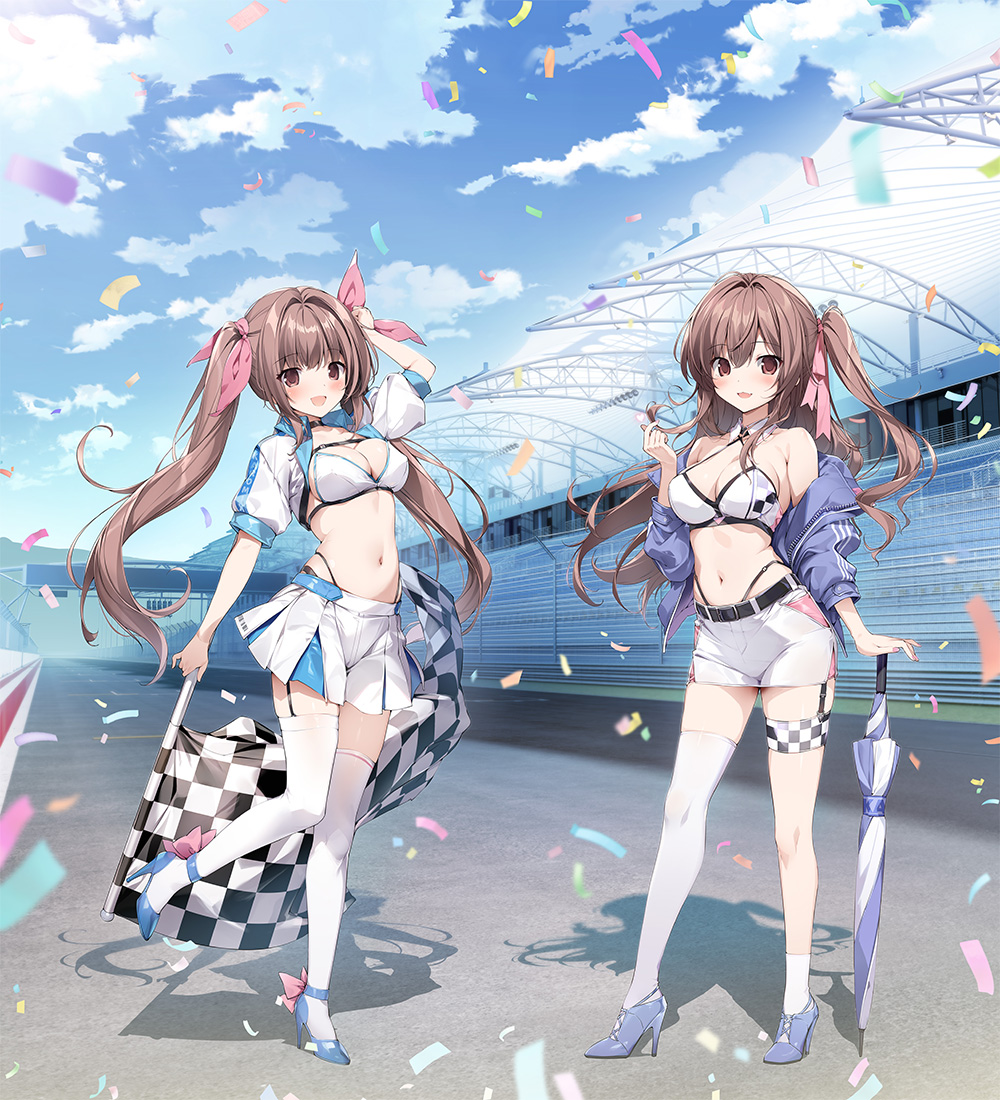 karory先生]描き下ろしカーテン（蒼海舞香＆蒼海夏音／レースクイーン）